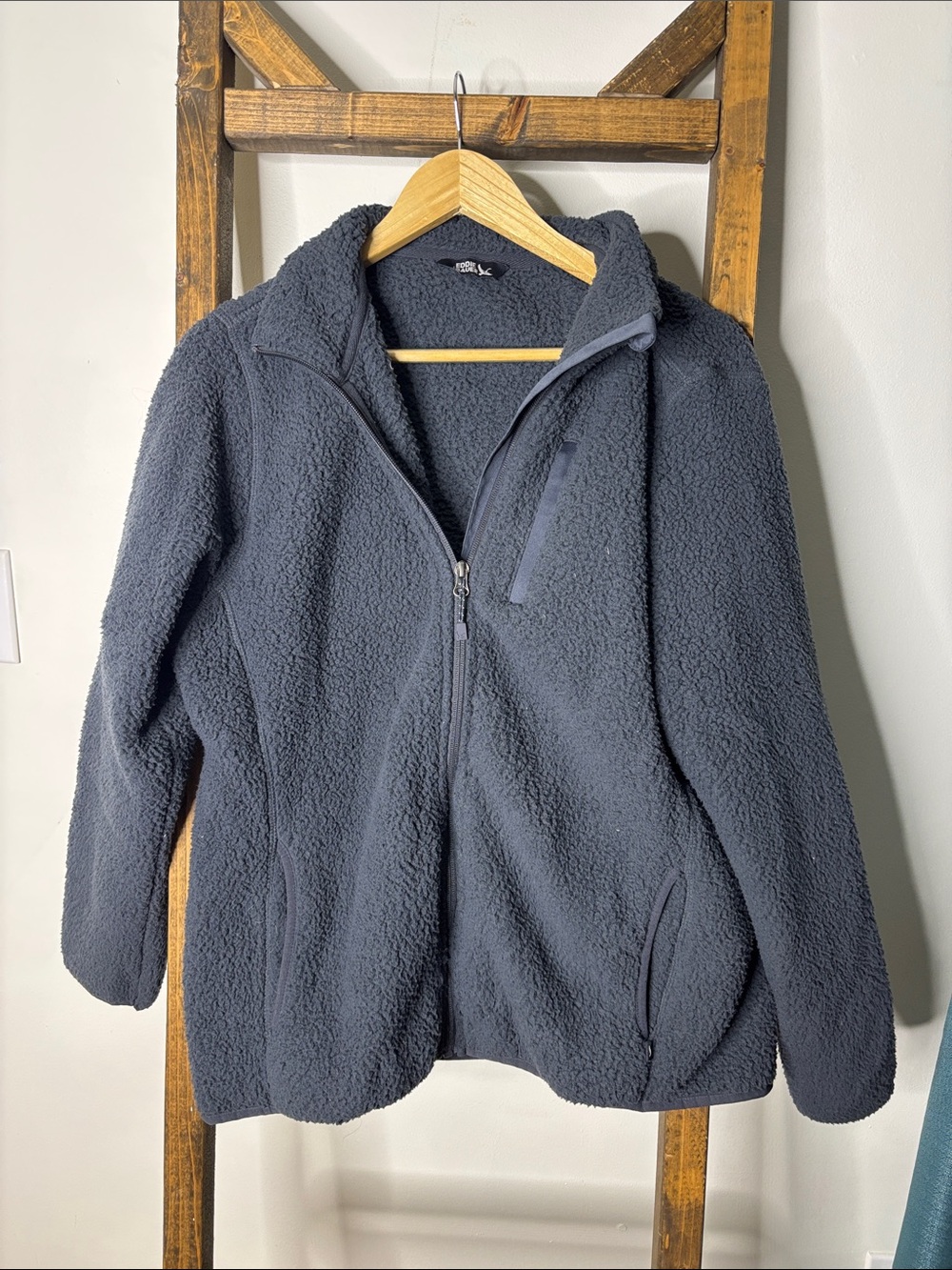 Eddie Bauer Dark Charcoal Teddy Fleece Jacket Size L